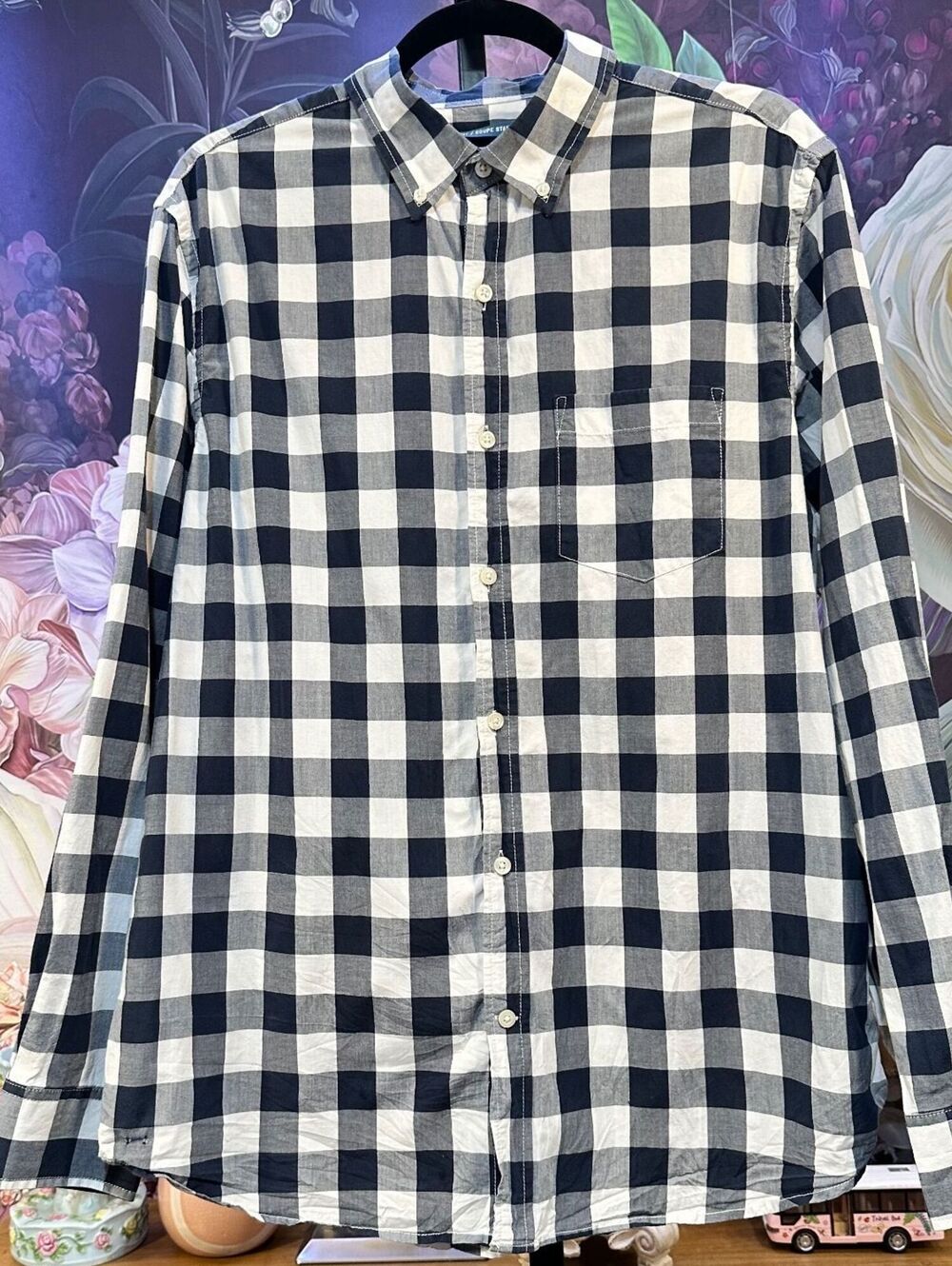Old Navy L 100% Cotton Button-Down Shirt Plaid Long Sleeve Academia Preppy Top